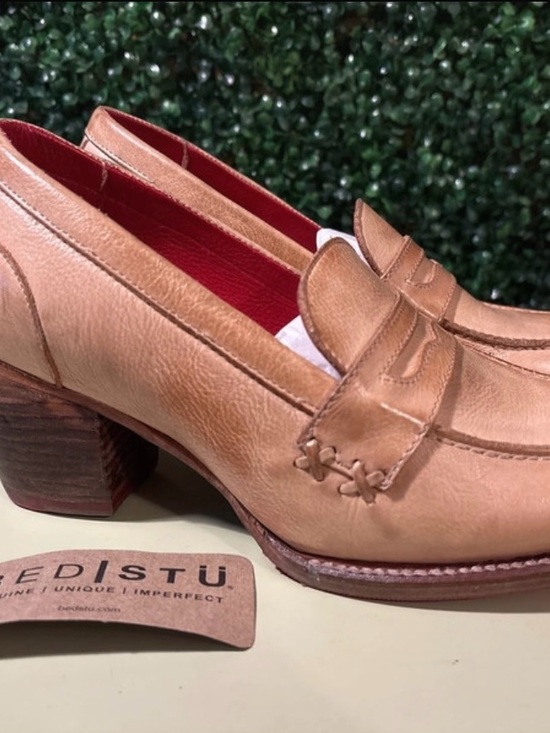 BED|STU Shoes - BEDSTU Liberty Bone Rustic Leather Block Heel Loafer